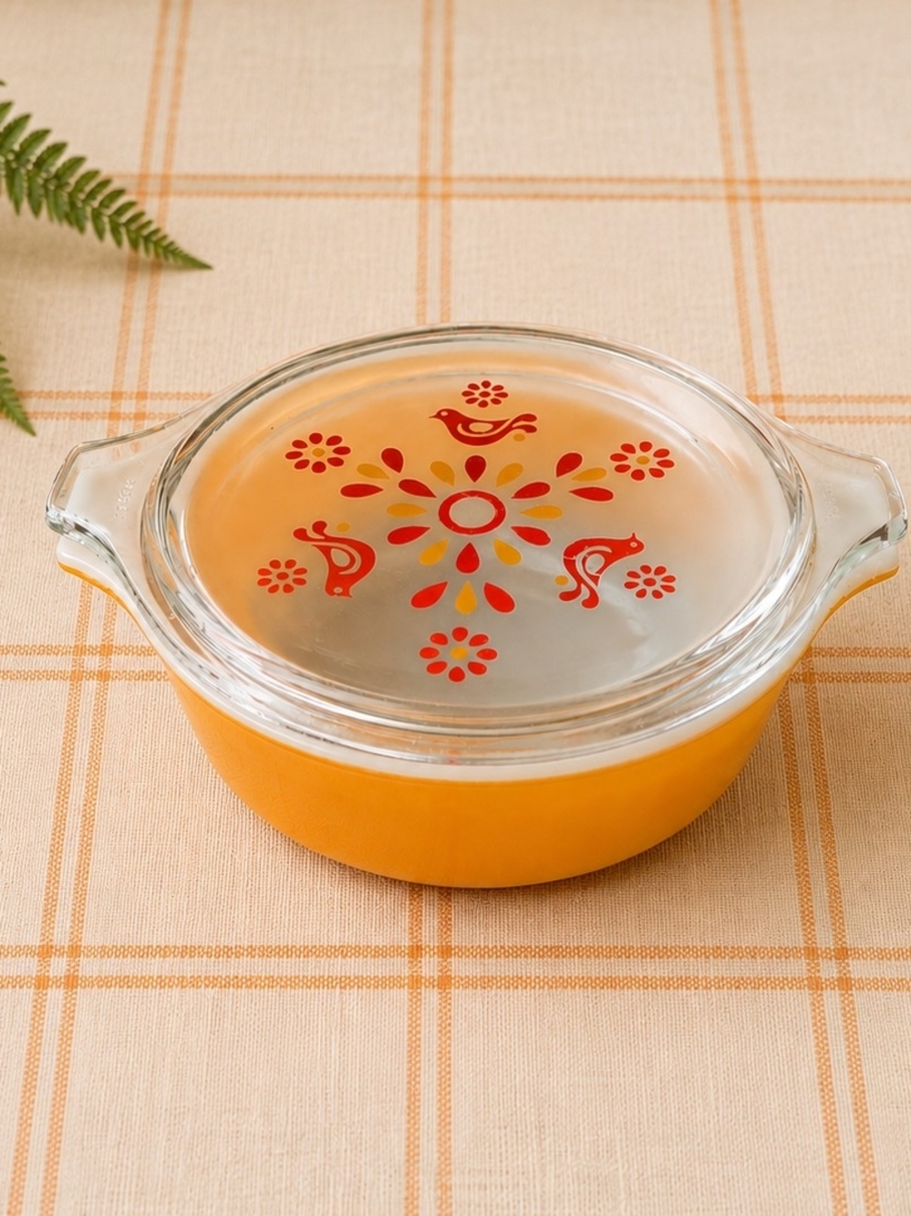 Vintage Pyrex Friendship Covered Casserole Dish w Lid Birds & Flowers
